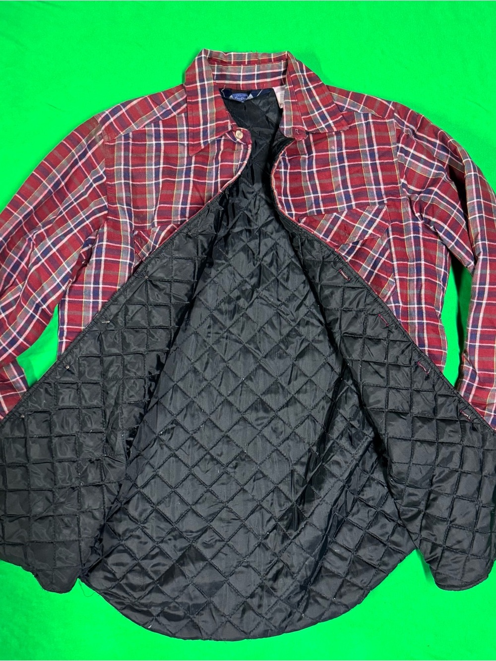 Quilt-Lined Red Plaid Men's Shirt Jacket